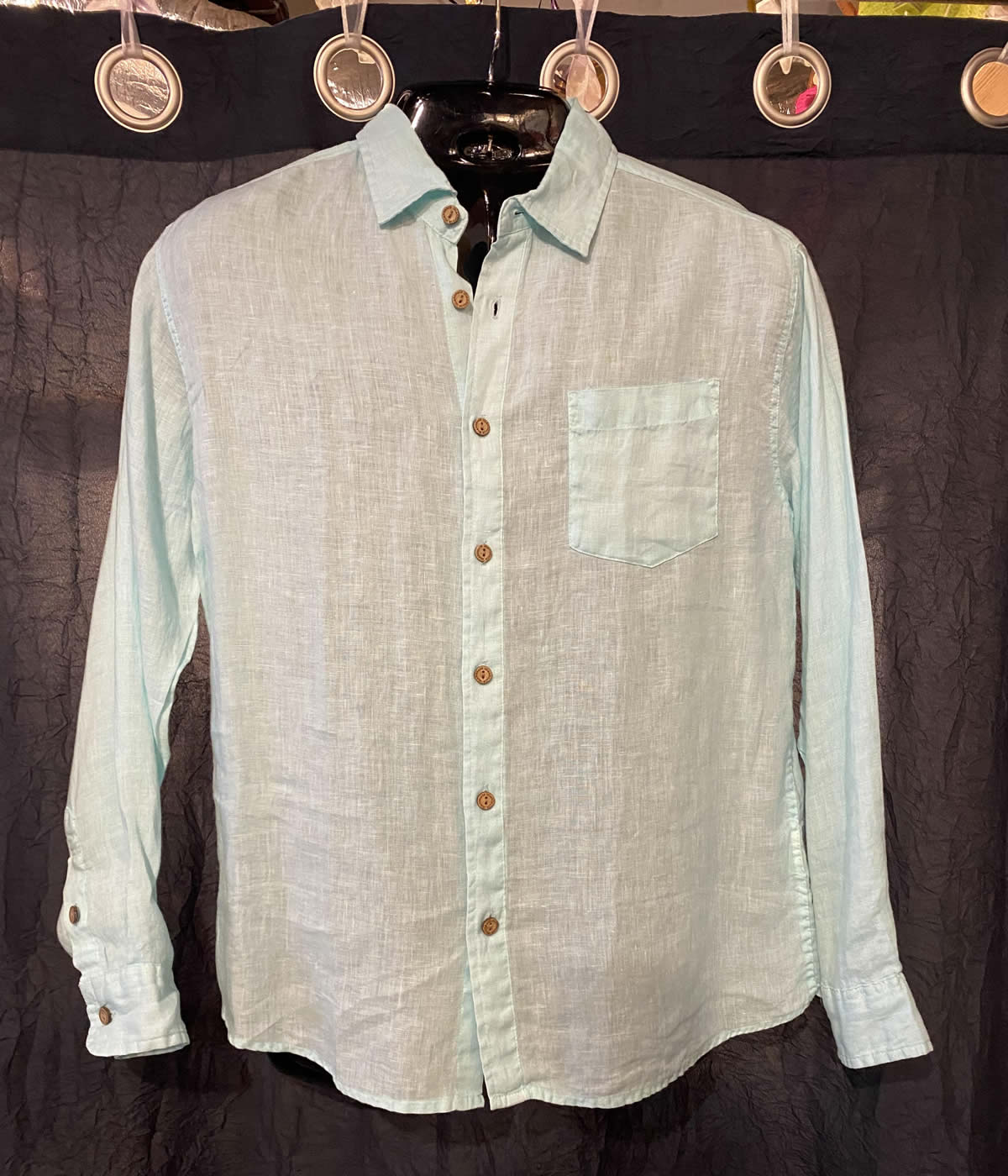 IslandHaze Long Sleeve Linen Shirt Sea Green - From the Gecko Boutique