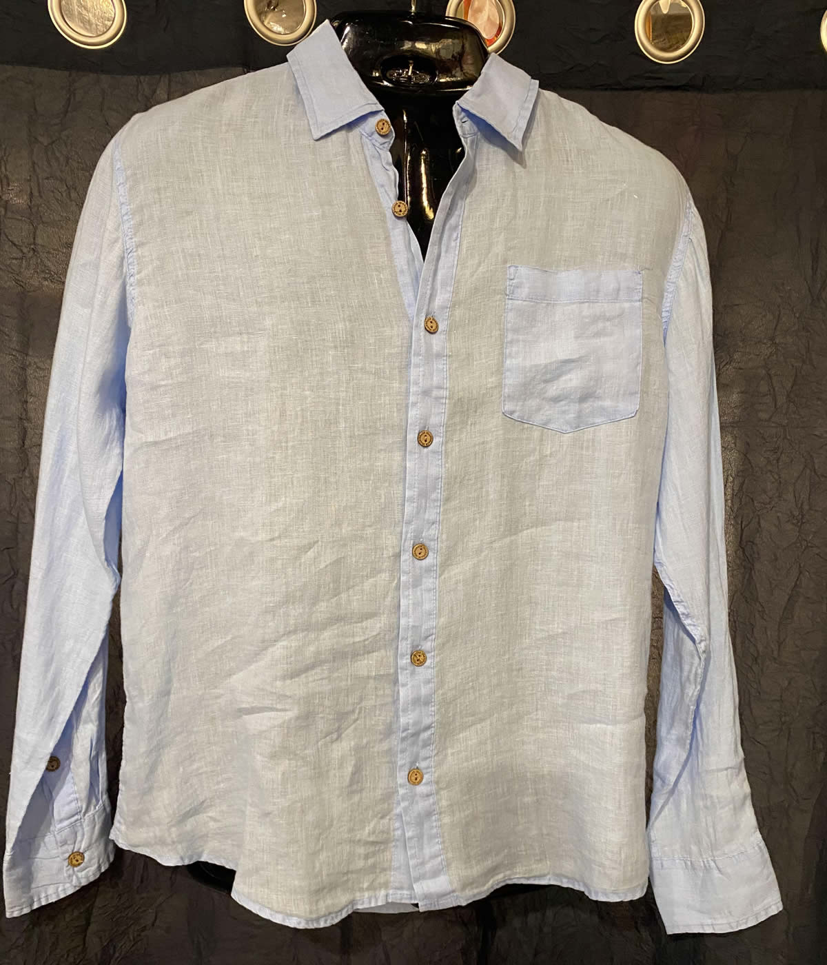 IslandHaze Long Sleeve Linen Shirt Light Blue - From the Gecko Boutique