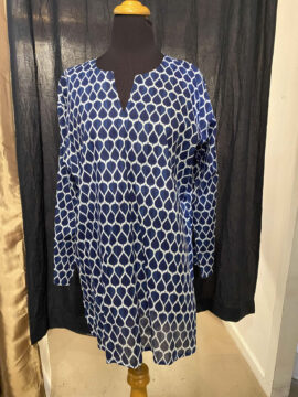 Dolma Tunic Teardrop Navy/White