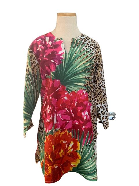 Kikisol Leopard Floral Tunic - From the Gecko Boutique