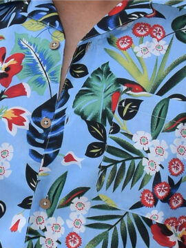 Alternative view of Bohio Men's Short Sleeve Floral Shirt Blue/Red