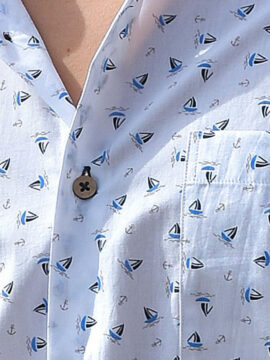 Alternative view of Bohio Men's Short Sleeve Sailboat Print Shirt White/Blue