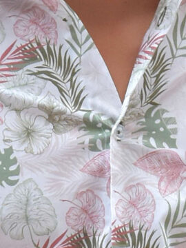 Alternative view of Bohio Men's Short Sleeve Palm Print Shirt Ivory/Sage