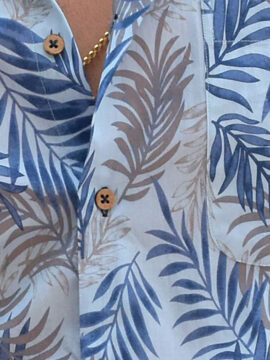 Alternative view of Bohio Men's Short Sleeve Palm Print Shirt Blue
