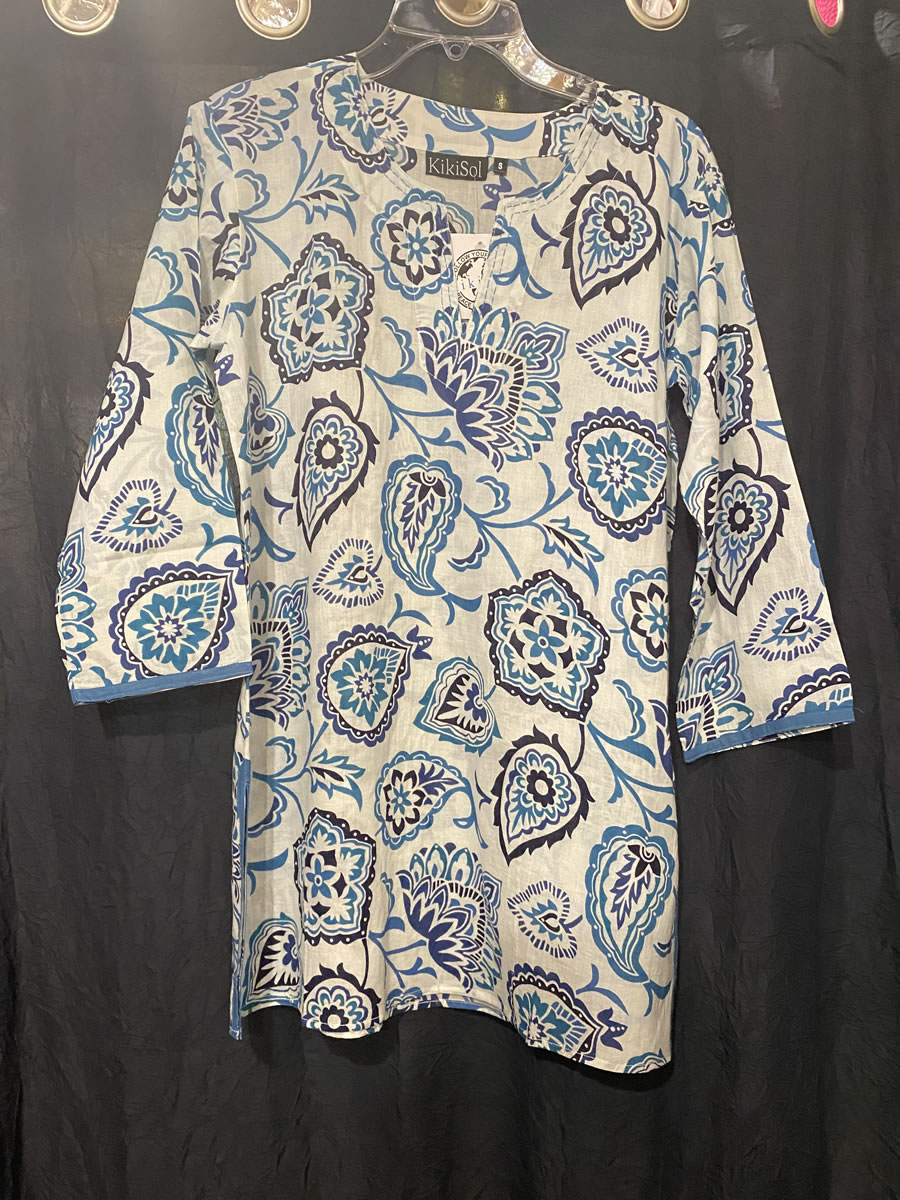 Turkish Blues KikiSol Tunic with Trim - From the Gecko Boutique