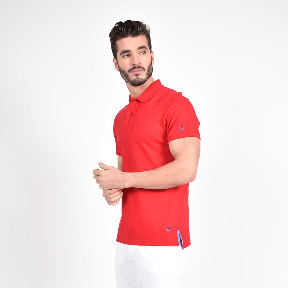 Red Polo with Blue EX Logo - From the Gecko Boutique