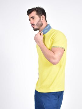 Alternative view of Lime/Yellow Jacquard Polo with Double Sided Print Collar