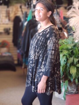 Alternative view of Black/Taupe Tie Dye Long Sleeve Tunic