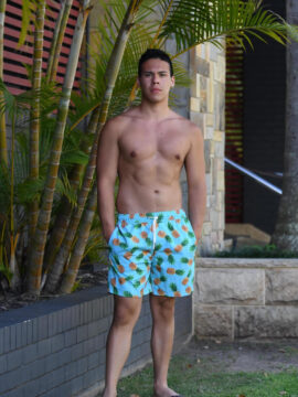Alternative view of IslandHaze Swim Trunks Pineapples