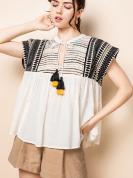 Alternative view of Cream/Black Boho Shirt