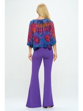 Alternative view of Solid Pants With Bell Bottom Tie-Dye Purple