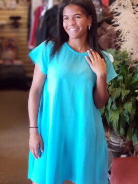 Alternative view of Cap Sleeve Dress - Turquoise