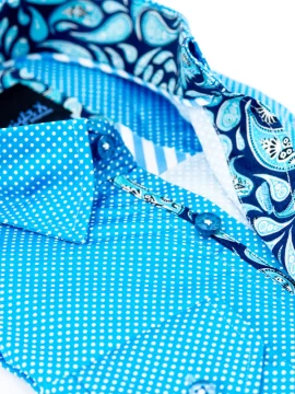 Alternative view of Turquoise Polka Dot Shirt With Paisley Trim