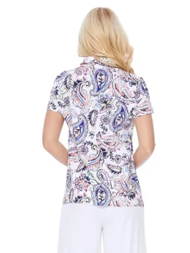 Alternative view of Kenia Polo Shirt in White Paisley