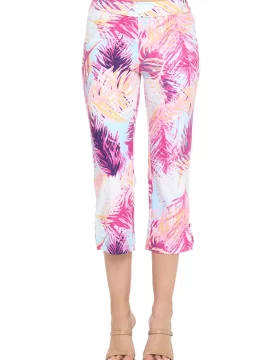 Alternative view of Glenda Cropped Legging in Fuchsia Palms