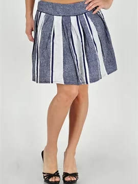 Stripe Pleated Skirt